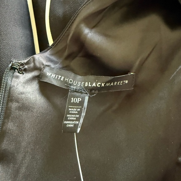 White House Black Market A-Line Dress with Piping Black w Ecru Fit & Flare 10P - Picture 4 of 12
